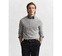 GANT Herren Zopfstrick Rundhalspullover aus Baumwolle (4XL) Grau MELANGE