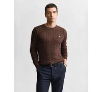 GANT Herren Cotton Cable C-Neck Pullover, Brown Melange, Medium