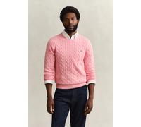 Gant Herren Strickpullover aus Baumwolle COTTON CABLE C-NECK, rose, Gr. M