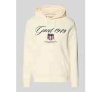 Gant Hoodie mit Label-Stitching und Känguru-Tasche in Offwhite, Größe M