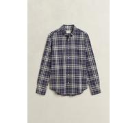 Langarmhemd GANT "REGULAR POPLIN CHECK", Herren, Gr. M, N-Gr, blau (mist taupe), Web, Obermaterial: 100% Baumwolle, kariert, regular fit normal, 2-Knopf-Manschette, Hemden, Button-down-Kragen, kariert