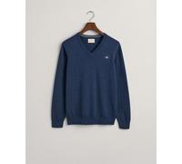 GANT - Klassischer V-Neck Pullover aus Baumwolle dk jeansblue melange - Gr. - L