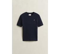 GANT Strickshirt mit Zopfmuster und Label-Stitching in Marine, Größe L