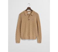 Gant Slim Fit Longsleeve aus reiner Wolle Modell 'Cable' in Sand, Größe M