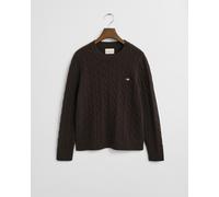 GANT - Lambswool Zopfstrick Rundhalspullover deep brown - Gr. - XL