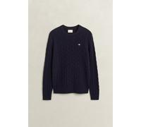 GANT - Lambswool Zopfstrick Rundhalspullover EVENING BLUE - Gr. - XXXL