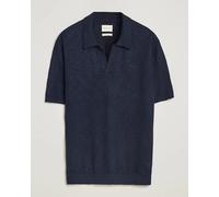 GANT Linen/Cotton Open Collar Polo Evening Blue Blau XL