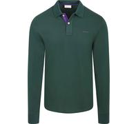 GANT Longsleeve Contrast Piqué Poloshirt Tartan Grün - Größe M Dunkelgrün M