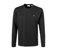 Gant Longsleeve Herren Regular Fit Langarm Rundhals Baumwolle schwarz, XL