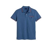 GANT Men's Contrast Stripes Pique Rugger Polo T-Shirt Regular Fit Blue in Size XXX-Large