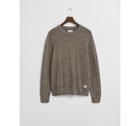 GANT - Mouliné Rundhalspullover aus Wollmix brown melange - Gr. - XL