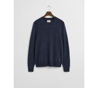 GANT - Mouliné Rundhalspullover aus Wollmix dark navy melange - Gr. - L