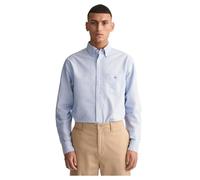 Businesshemd GANT "REG OXFORD SHIRT", Herren, Gr. S, N-Gr, blau (light blau), Web, Obermaterial: 100% Baumwolle, unifarben, regular fit hüftlang, hoch geschlossener Ausschnitt, Manschette, Hemden, Oxf
