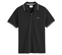 GANT Herren Poloshirt - TIPPING PIQUE RUGGER, Kurzarm, Knopfleiste, Logo, uni Schwarz / L L Schwarz