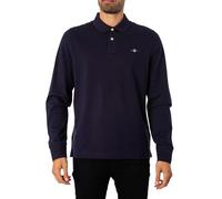 GANT Herren Polohemd REG Shield LS Pique Rugger, Langarm, 100% Baumwolle, Evening Blue