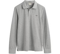 GANT Herren Poloshirt - REGULAR SHIELD LONGSLEEVE PIQUE RUGGER, Langarm, Logo, grau, 5XL Grau