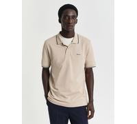 Gant Herren Poloshirt - Tipping Pique Rugger, Kurzarm, Knopfleiste, Logo, Uni Beige (Dry Sand) M