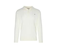 Polokragenpullover GANT "COTTON CABLE POLO", Herren, Gr. 3XL, weiß (cream), Strick, Obermaterial: 100% Baumwolle, unifarben, regular fit normal, Rundhals, eingesetzt Rippstrickbündchen, Pullover, Regu