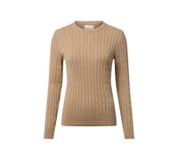 GANT Damen Pullover - STRETCH COTTON CABLE C-NECK, Rundhals, Zopfstrick, Logo Beige M