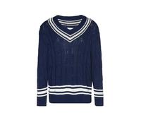 Gant Mercerized Cotton Knitted Cable V-Neck Persian Blue Blau M