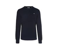 Strickpullover GANT "MICRO TEXTURED COTTON C-NECK", Herren, Gr. S, evening blau, Obermaterial: 100% Baumwolle, unifarben, regular fit normal, Rundhals, eingesetzt Rippbündchen, Pullover Strickpullover