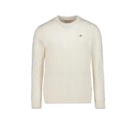 Gant Pullover Herren Regular Fit Rundhals Wolle weiß, M