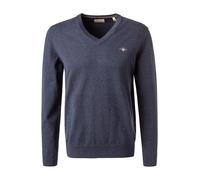 Gant Herren Classic Cotton V-Neck Pullover, Dark JEANSBLUE Melange, X-Large