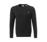 Gant Pullover Herren Slim Fit Rundhals Baumwolle schwarz, 3XL
