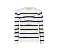 Gant Pullover Herren Slim Fit Rundhals Baumwolle weiß gestreift, 3XL