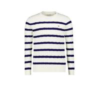 Gant Pullover Herren Slim Fit Rundhals Baumwolle weiß gestreift, XXL