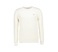 Gant Pullover Herren Slim Fit Rundhals Baumwolle weiß, L