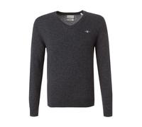 Gant Pullover Herren Slim Fit V-Ausschnitt Lammwolle grau, L