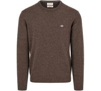 GANT - Rundhalspullover aus Lambswool dark brown melange - Gr. - XXXL