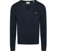 GANT Herren Extrafine Lambswool V-Neck Pullover, Dark Navy Melange, XL