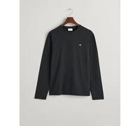 GANT Herren Langarmshirt REG Shield – Regular Fit, Logo, Baumwolle, Schwarz, L