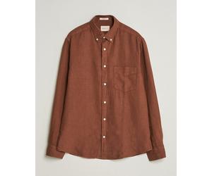 GANT Regular Fit Garment Dyed Linen Shirt Mahogany Brown Braun M