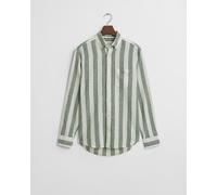 GANT - Regular Fit Hemd aus Baumwolle und Leinen mit Streifen woody green - Gr. - L