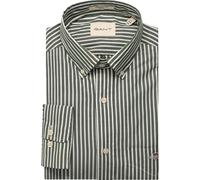 GANT Herrenhemd Regular Fit Classic Poplin Gestreift Grün XXL