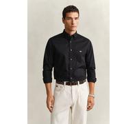 Langarmhemd GANT "Regular Fit Popeline Hemd leicht strapazierfähig pflegeleicht", Herren, Gr. 5XL, N-Gr, schwarz, Popeline, Obermaterial: 100% Baumwolle, unifarben, regular fit hüftbedeckend, mit Knop