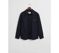 GANT - Regular Fit Hemdjacke aus Wollmischung evening blue - Gr. - L