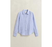 Regular Fit Leinen Bluse mit Streifen Blau 38