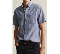 GANT Regular Fit Leinenhemd blau, Einfarbig