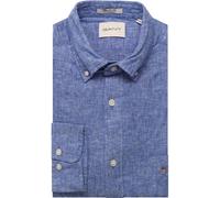 GANT Regular Fit Leinenhemd Rich Blue, Einfarbig