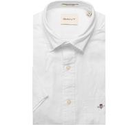 Kurzarmhemd GANT "REG COTTON LINEN SS SHIRT", Herren, Gr. XXXL, N-Gr, weiß, Web, Obermaterial: 55% Leinen, 45% Baumwolle, casual, regular fit, Kurzarm, Hemden (19889700-XXXL) weiß