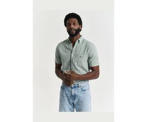 GANT Regular Fit Leinenhemd Woody Green, Gestreift