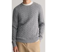 GANT Regular Fit Strickpullover Rundhalsgrau, Zopfmuster