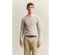 GANT Strickpullover COTTON CABLE C-NECK Herren 100% Baumwolle regular fit Rundhals Oat Melange XL