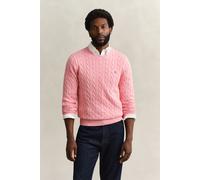 Gant Herren Strickpullover aus Baumwolle COTTON CABLE C-NECK, rose, Gr. XXL