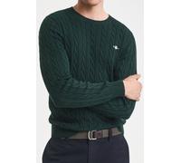 GANT Regular Fit Strickpullover RundhalsTartan Green, Zopfmuster