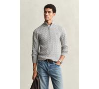 GANT Regular Fit Strickpullover Zipgrau, Einfarbig